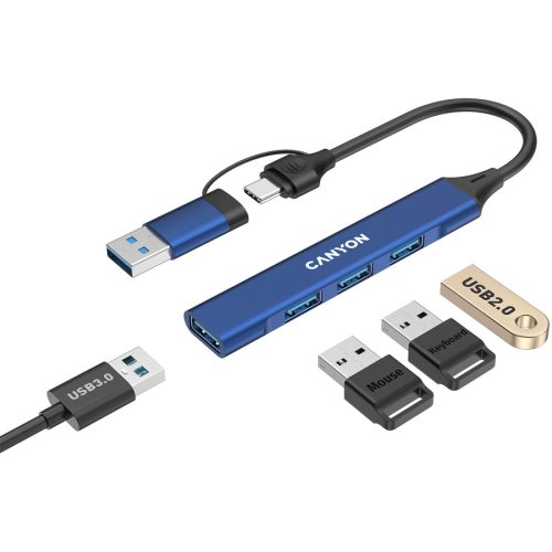 CANYON hub DS-02 4in1 USB-A/C Blue