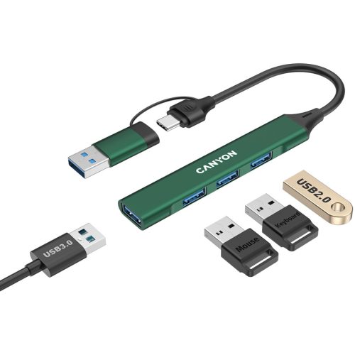 CANYON hub DS-02 4in1 USB-A/C Green