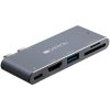 CANYON DS-5 Multiport Docking Station with 5 port, with Thunderbolt 3 Dual type C male port, 1*Thunderbolt 3 female+1*HDMI+1*USB3.0+1*SD+1*TF. Input 100-240V, Output USB-C PD100W&USB-A 5V/1A, ...
