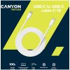 CANYON UC-12, cable 100W, 20V/ 5A, typeC to Type C, 2M with Emark, Power wire :20AWG*4C,Signal wires :28AWG*4C,OD4.5mm, PVC ,white