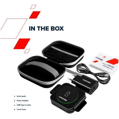 CANYON wireless charger WS-305 15W 3in1 Foldable Black