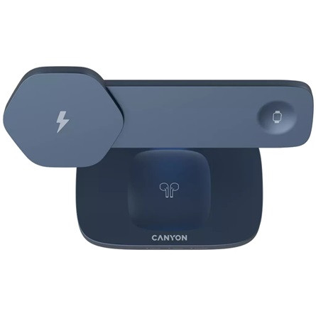 CANYON Wireless Charging Station Hexagon 310 3in1 DarkGrey/Blue