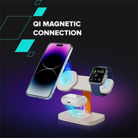 CANYON Wireless Charging Station Hexagon 310 3in1 DarkGrey/Blue