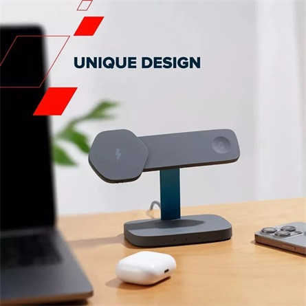 CANYON Wireless Charging Station Hexagon 310 3in1 DarkGrey/Blue