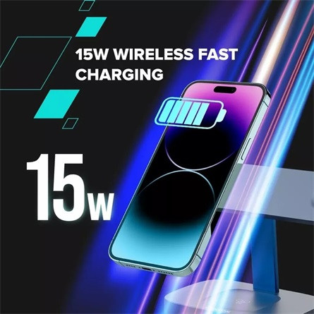 CANYON Wireless Charging Station Hexagon 310 3in1 DarkGrey/Blue