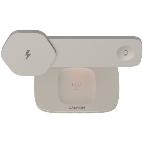 CANYON Wireless Charging Station Hexagon 310 3in1 LightGrey/Orange