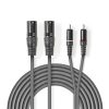 Nedis COTH15210GY15 félprofi XLR audio kábel, 2x XLR 3 tűs dugó - 2x RCA dugó, 1,5m