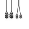 Nedis COTH15210GY15 félprofi XLR audio kábel, 2x XLR 3 tűs dugó - 2x RCA dugó, 1,5m