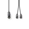 Nedis COTH22200GY15 félprofi audio kábel, 3,5mm sztero jack dugó - 2 x RCA dugó, 1.5m, rugalmas