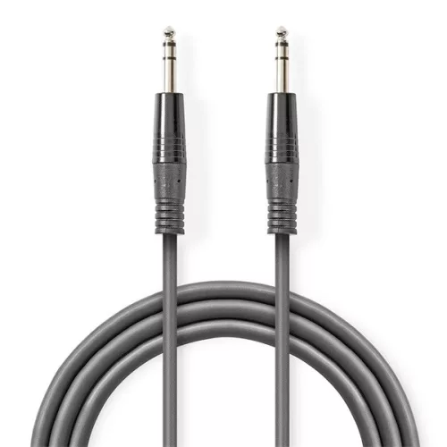 Nedis COTH23020GY15 félprofi audio kábel, 2 x 6,35mm sztereo jack dugó, hossz 1.5m, rugalmas