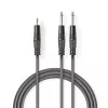 Nedis COTH23200GY30 félprofi audio kábel, 3,5mm sztero jack dugó - 2 x 6,35mm mono jack dugó, 3m, rugalmas