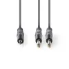 Nedis COTH23200GY30 félprofi audio kábel, 3,5mm sztero jack dugó - 2 x 6,35mm mono jack dugó, 3m, rugalmas