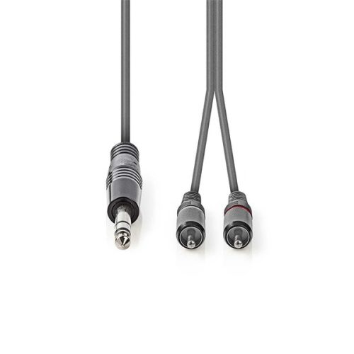 Nedis COTH23300GY15 félprofi XLR audio kábel, 6,35mm sztereo jack dugó - 2x RCA dugó, 1,5m