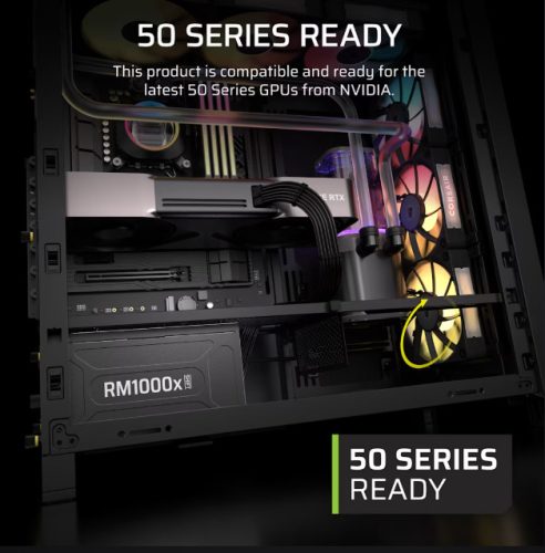 CORSAIR RM1000x Shift, 1000 Watt, ATX 3.1, PCIe 5.1, Shifted moduláris tápegység