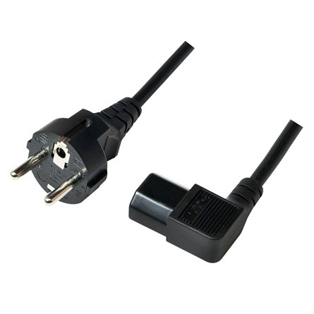 LogiLink 230V villásdugó CEE 7/7 -> C13 M/F tápkábel 3m fekete egyenes/90°