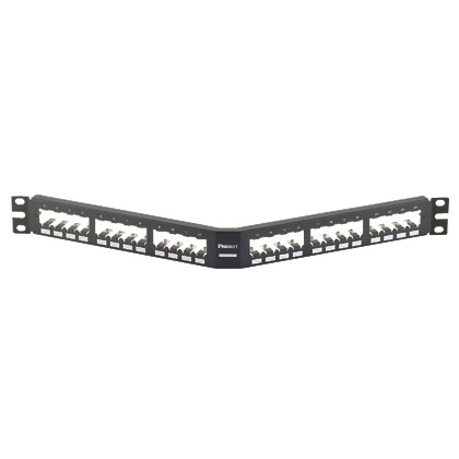 Panduit Patch Panel, 24 Port, Angled, All Metal, Black