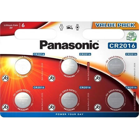 Panasonic CR2016 3V lítium gombelem 6db