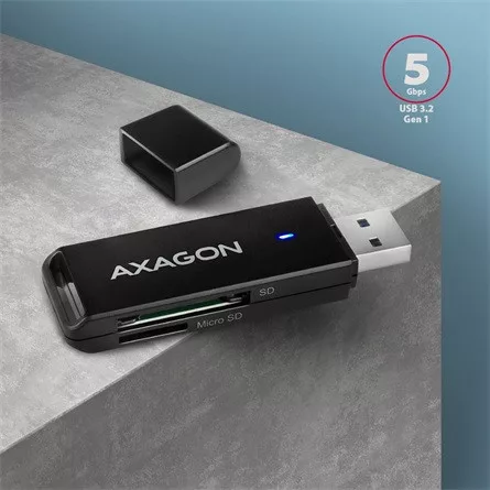 Axagon CRE-S2N USB3.2 Gen1 A SD, microSD kártyaolvasó fekete
