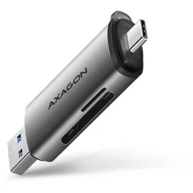   Axagon CRE-SAC USB3.2 Gen1 A / USB-C SD, microSD kártyaolvasó szürke (fém ház)