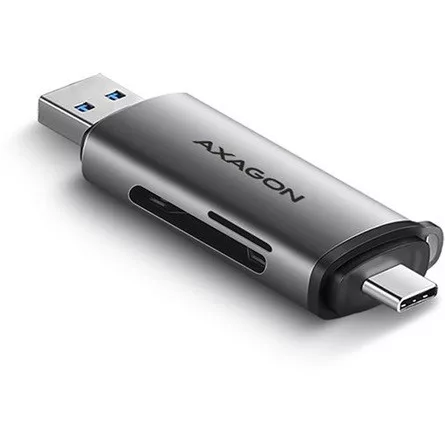 Axagon CRE-SAC USB3.2 Gen1 A / USB-C SD, microSD kártyaolvasó szürke (fém ház)