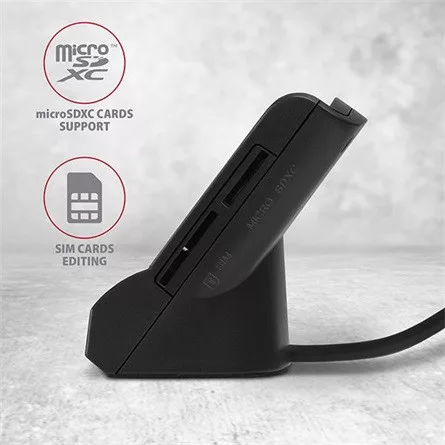 Axagon CRE-SM2 SD, microSD, SIM, Smart Card kártyaolvasó fekete