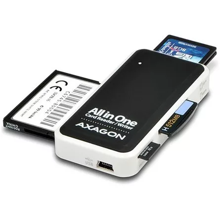 Axagon CRE-X1 USB2.0 SD, microSD, MS, CF, XD kártyaolvasó fekete-fehér