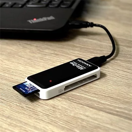 Axagon CRE-X1 USB2.0 SD, microSD, MS, CF, XD kártyaolvasó fekete-fehér