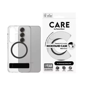   PANZERGLASS Samsung S25 PANZERGLASS CARE KICKSTAND CASE szilikon telefonvédő ütésállóság, kitámasztó, FEKETE