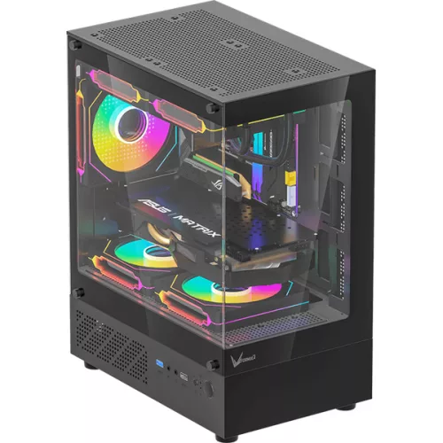 Formula Számítógépház - Crystal Z1CM Black (fekete, ablakos, mATX, 1xUSB3.0, 1xType-C)
