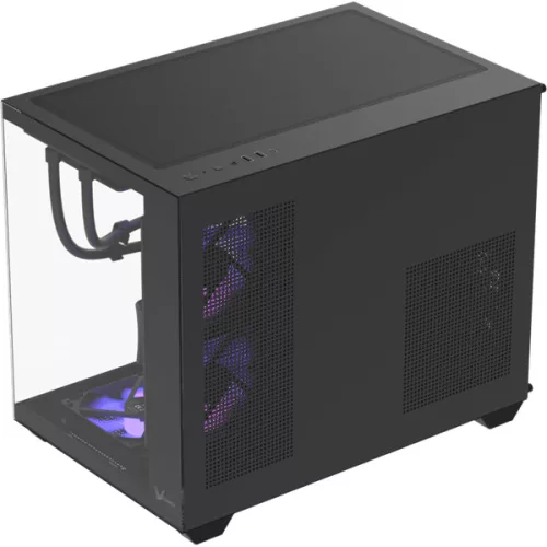 Formula Számítógépház - Crystal Z2M Plus Black AR V2 (fekete, ablakos, mATX,3x12 cm venti,2xUSB2.0, 1xUSB3.0, 1xType-C)