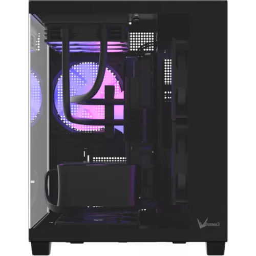Formula Számítógépház - Crystal Z2M Plus Black AR V2 (fekete, ablakos, mATX,3x12 cm venti,2xUSB2.0, 1xUSB3.0, 1xType-C)