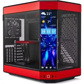   HYTE Y60 táp nélküli ablakos Mid Tower számítógépház piros-fekete + HYTE Y60 DIY LCD panel