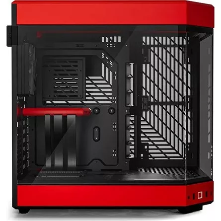 HYTE Y60 táp nélküli ablakos Mid Tower számítógépház piros-fekete + HYTE Y60 DIY LCD panel