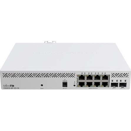 MikroTik 8-portos rackbe szerelhető PoE switch, 2xSFP+ 10G port, SwitchOS