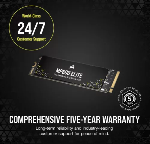 Corsair MP600 ELITE 1TB Gen4 PCIe x4 NVMe M.2 SSD (no heatsink)