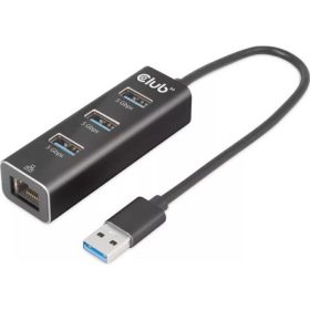   Club 3D USB Club3D USB 3.2 Gen1 Type-A, 3 Ports Hub with Gigabit Ethernet