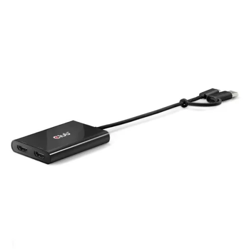 Club 3D Video Splitter - CSV-1475 (4K60HZ, 3.2 USB-C (USB-A Adapterrel) to 2xHDMI, Displaylink)