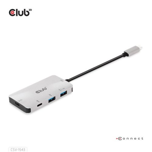Club 3D USB Hub - CSV-1543 (USB-C Gen 2 to USB-C (data), USB-C (data+charge), USB-A (data), USB-A (data+charge)