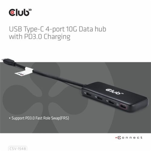 Club 3D USB Hub - CSV-1548 (USB-C Gen 2 to 4xUSB-C PD 3.0, 10 Gbps)