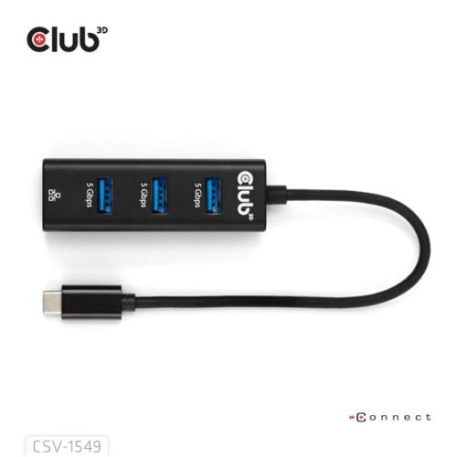 Club 3D USB Club3D USB Type-C 3.2 Gen1 to 3 Ports USB Type-A with Gigabit Ethernet