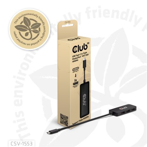 Club 3D USB Hub - CSV-1553 (3.2 USB-C with DP Alt-Mode to 3xDisplayPort, 4k60Hz)