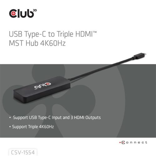 Club 3D USB Hub - CSV-1554 (3.2 USB-C to 3xHDMI, 4k60Hz)