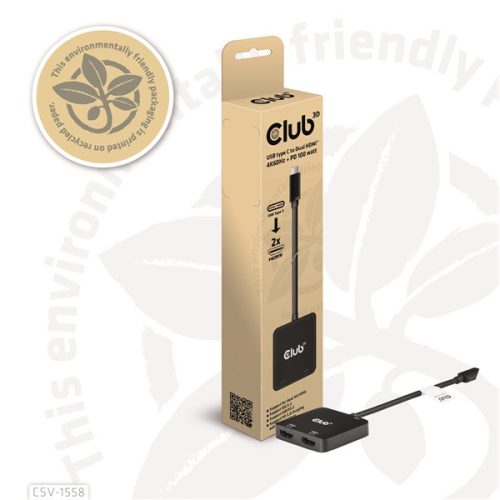 Club 3D USB Hub - CSV-1558 (3.2 USB-C to 2xHDMI, USB-C 100W PD3.0, 4k60Hz)