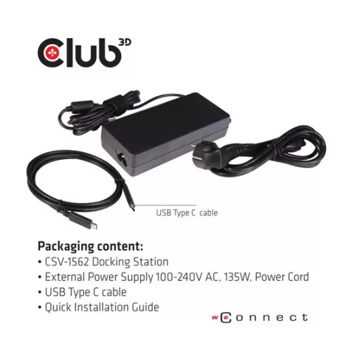 Club 3D Notebook Dokkoló - CSV-1562 (60W, 3.2 USB-C to 3xHDMI, 2x DP, 6x 3.2 USB-A, RJ45. 3,5 Jack)