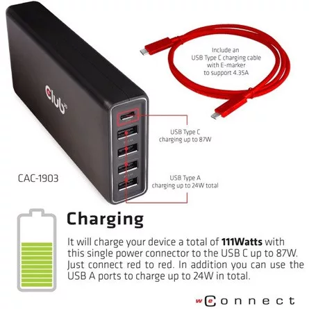 Club 3D USB Club3D USB 3.2 GEN 1 TYPE C TRIPLE DISPLAY DYNAMIC PD TÖLTŐ - 100W