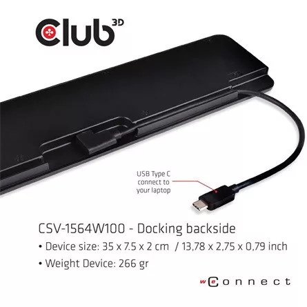 Club 3D USB Club3D USB 3.2 GEN 1 TYPE C TRIPLE DISPLAY DYNAMIC PD TÖLTŐ - 100W