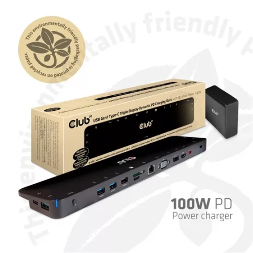 Club 3D USB Club3D USB 3.2 GEN 1 TYPE C TRIPLE DISPLAY DYNAMIC PD TÖLTŐ - 100W