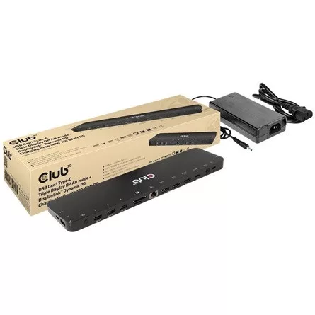 Club 3D DOC Club3D USB Gen1 Type-C Triple Display DP Alt mode Displaylink Dynamic PD Töltődokkoló - 120 Watt PS