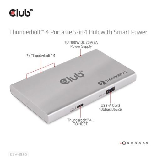 Club 3D ADA Club3D Thunderbolt 4 Portable 5-in-1 Hub with Smart Power