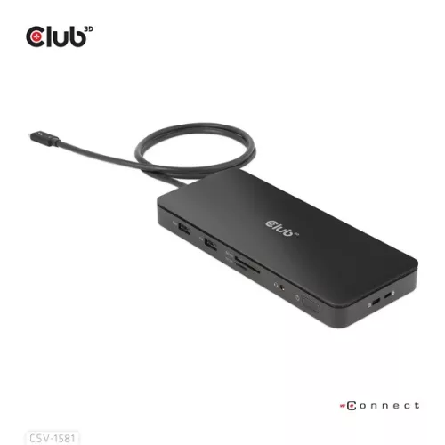 Club 3D Notebook Dokkoló - CSV-1581 (Thunderbolt 4 to 3xThunderbolt 4, 3xUSB-A, SD, TF, RJ45, 3,5 Jack, 140W DC)